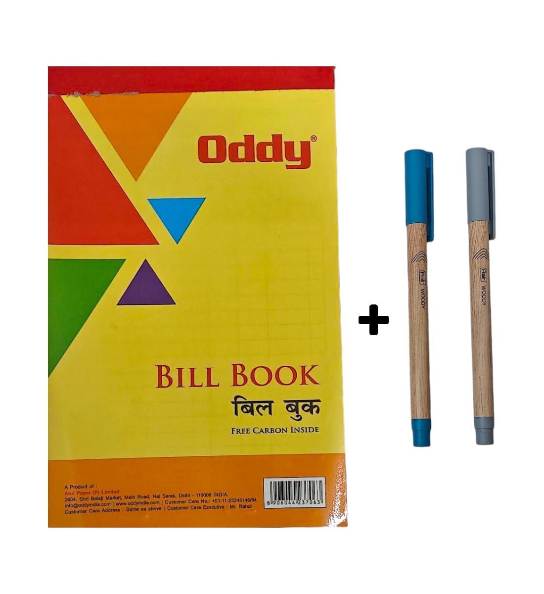 Oddy Bill Book – 50 Sheets of 2 Leaves, Hard Bound & Stitch Bound, Printed Format with Free Carbon Paper Inside + Free Blue & Black Ball Pen